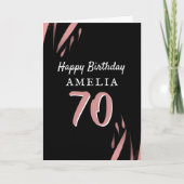 Elegant Black Pink Waterverf 70th Happy Birthday Kaart (Voorkant)
