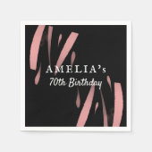 Elegant Black Pink Waterverf 70th Happy Birthday Servet (Voorkant)