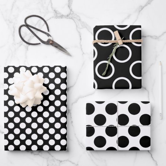 Elegant Black Polka Dot Wrapping Paper Sheets (Voorkant)