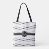 Elegant Black Polka Dots op White Monogram Tote Bag (Achterkant)