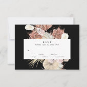 Elegant Black Premium Pampas Grass Floral Wedding RSVP Kaartje (Voorkant)