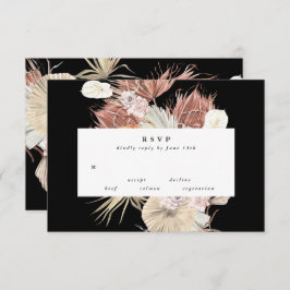 Elegant Black Premium Pampas Grass Floral Wedding RSVP Kaartje