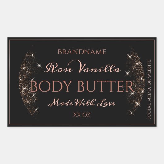 Elegant Black Product Packaging Labels Roos Gold (Voorkant)