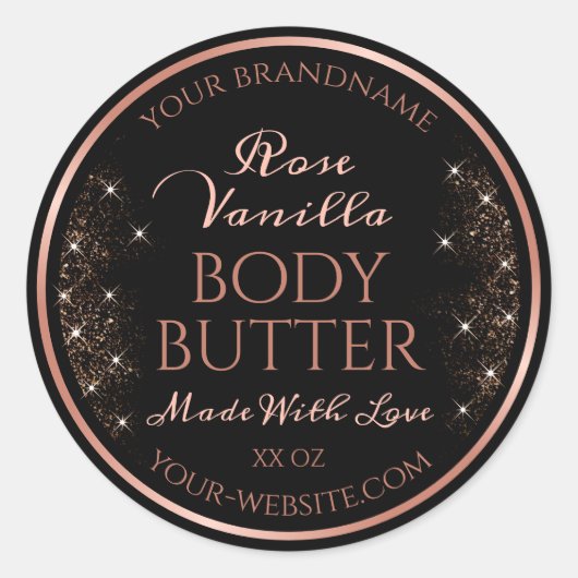 Elegant Black Product Packaging Labels Roos Gold (Voorkant)