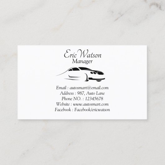 Elegant Black Professional Automobile Visitekaartje (Achterkant)