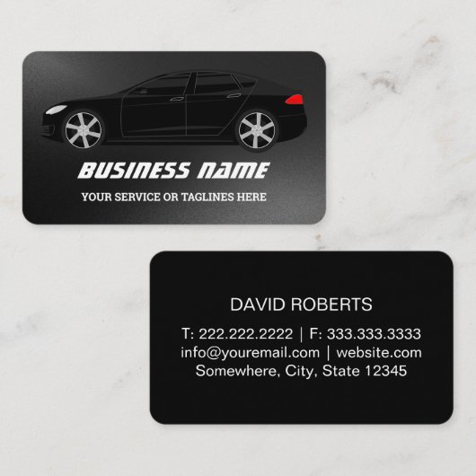 Elegant Black Professional Automobile Visitekaartje (Voorkant / Achterkant)