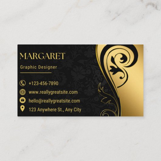 Elegant Black Professional Business Card Visitekaartje (Achterkant)
