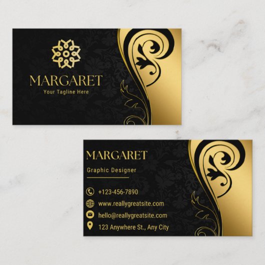 Elegant Black Professional Business Card Visitekaartje (Voorkant / Achterkant)