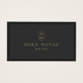 Elegant Black Professional Monogram 3D Typografie Visitekaartje