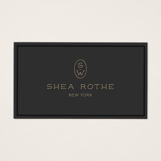 Elegant Black Professional Monogram 3D Typografie Visitekaartje (Voorkant)