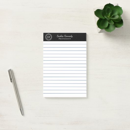 Elegant Black Professional Monogram Business Post-it® Notes (Kantoor)
