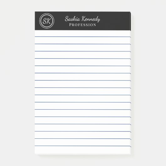 Elegant Black Professional Monogram Business Post-it® Notes (Voorkant)