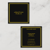 Elegant Black Professional Sjabloon Gold-tekst Vierkante Visitekaartje (Voorkant / Achterkant)