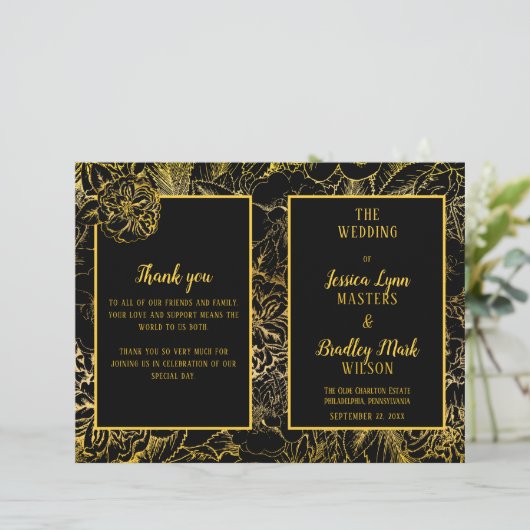 Elegant Black | Programma voor het Floral Weddensc (Staand voorkant)