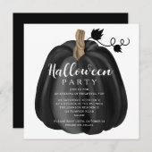 Elegant Black Pumpkin Halloween Party Kaart (Voorkant / Achterkant)