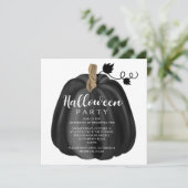 Elegant Black Pumpkin Halloween Party Kaart (Staand voorkant)