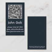 Elegant Black QR Code Business Card Template Visitekaartje (Voorkant / Achterkant)