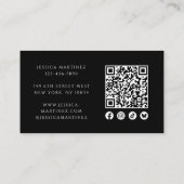Elegant Black QR Code Social Icons Photo Makeup Visitekaartje (Achterkant)