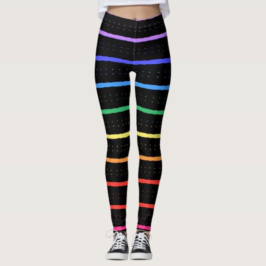 Elegant Black & Rainbow-kleuren Leggings (Voorkant)