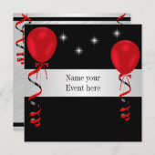 Elegant Black Red Balloons Special Event Kaart (Voorkant / Achterkant)