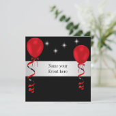 Elegant Black Red Balloons Special Event Kaart (Staand voorkant)