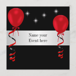 Elegant Black Red Balloons Special Event Kaart