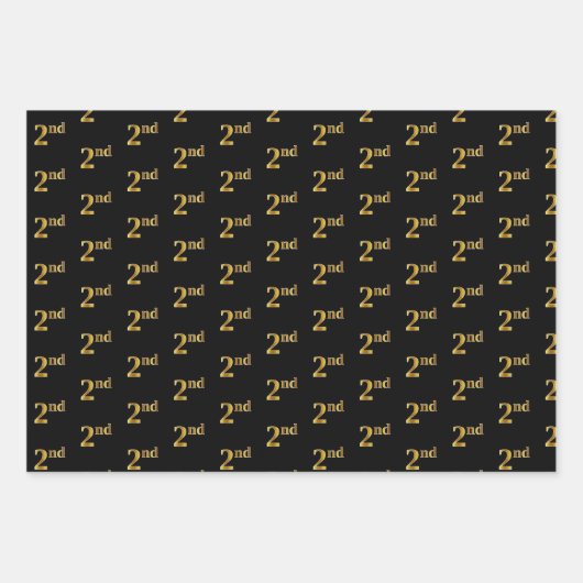 Elegant Black, Red, Blue, Faux Gold 2de Event # Inpakpapier Vel (Voorkant)