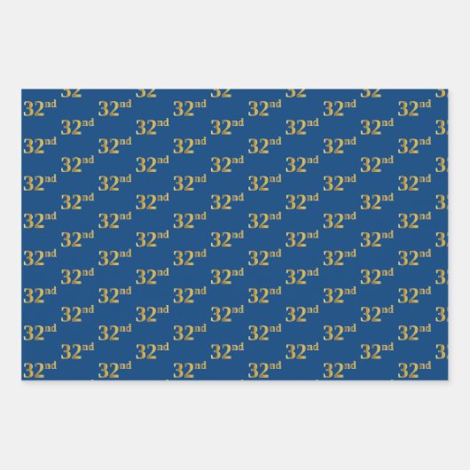 Elegant Black, Red, Blue, Faux Gold 32nd Event # Inpakpapier Vel (Voorkant 3)