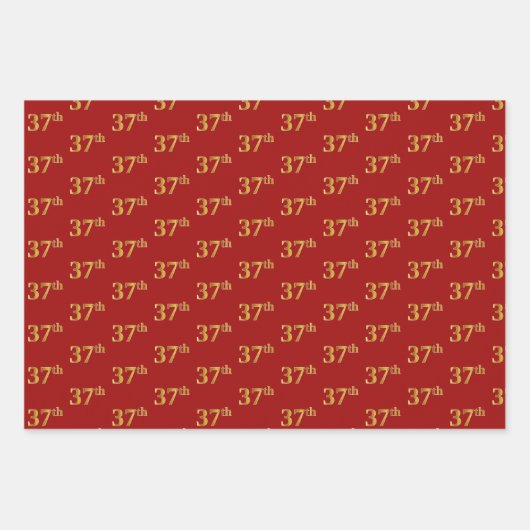 Elegant Black, Red, Blue, Faux Gold 37th Event # Inpakpapier Vel (Voorkant 2)