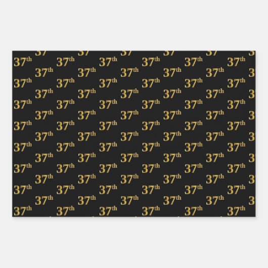 Elegant Black, Red, Blue, Faux Gold 37th Event # Inpakpapier Vel (Voorkant)