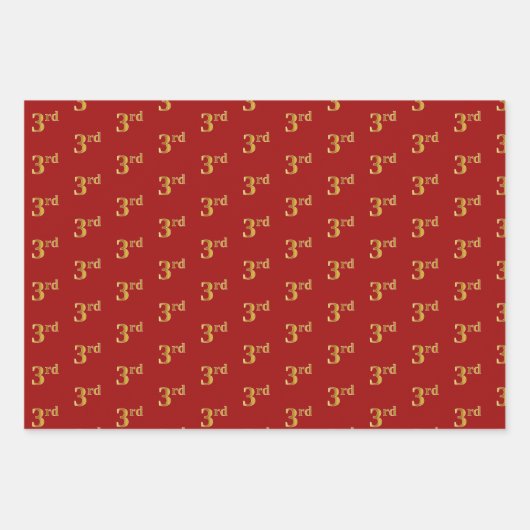 Elegant Black, Red, Blue, Faux Gold 3rd Event # Inpakpapier Vel (Voorkant 2)