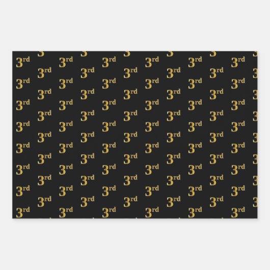 Elegant Black, Red, Blue, Faux Gold 3rd Event # Inpakpapier Vel (Voorkant)