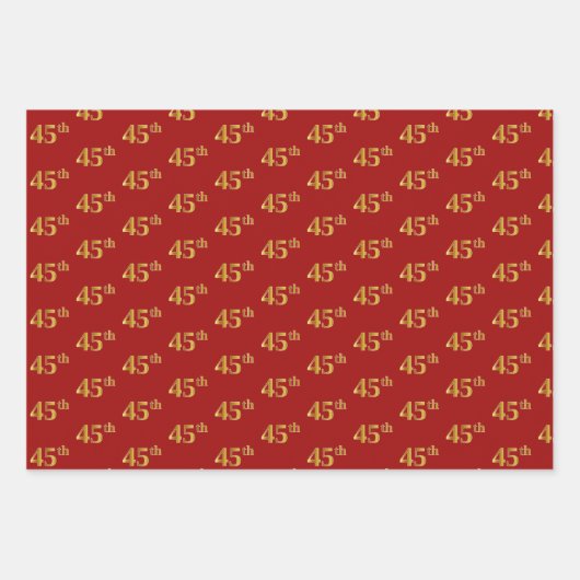 Elegant Black, Red, Blue, Faux Gold 45th Event # Inpakpapier Vel (Voorkant 2)