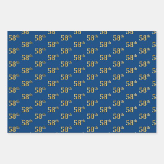 Elegant Black, Red, Blue, Faux Gold 58th Event # Inpakpapier Vel (Voorkant 3)