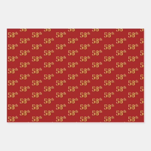 Elegant Black, Red, Blue, Faux Gold 58th Event # Inpakpapier Vel (Voorkant 2)