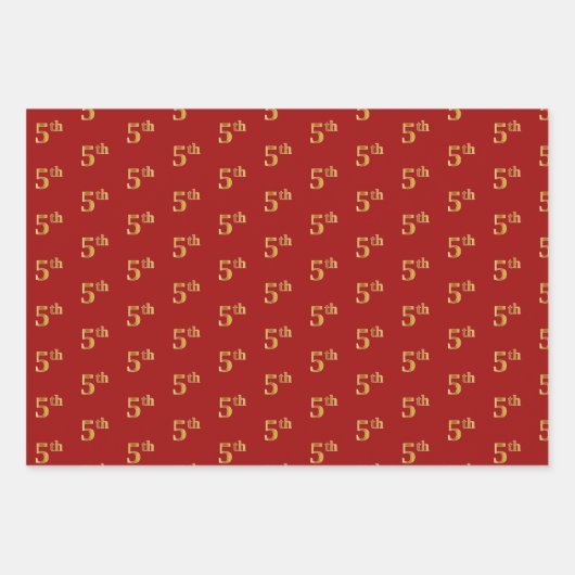 Elegant Black, Red, Blue, Faux Gold 5th Event # Inpakpapier Vel (Voorkant 2)