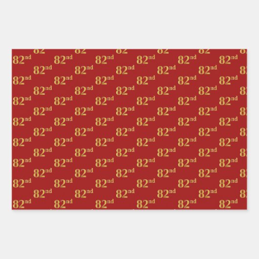 Elegant Black, Red, Blue, Faux Gold 82nd Event # Inpakpapier Vel (Voorkant 2)