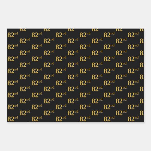 Elegant Black, Red, Blue, Faux Gold 82nd Event # Inpakpapier Vel (Voorkant)