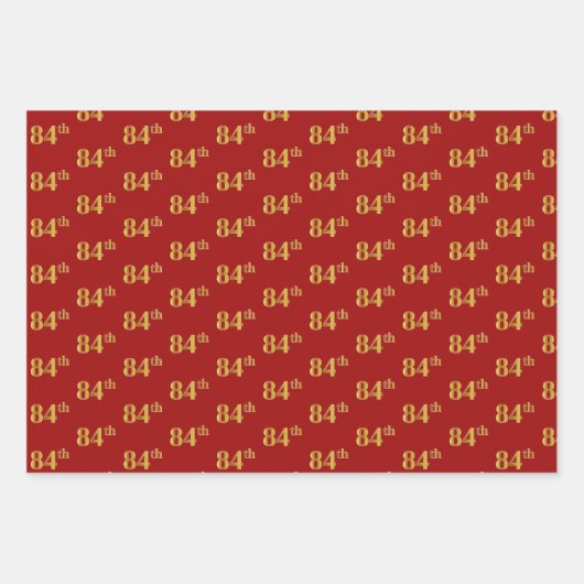 Elegant Black, Red, Blue, Faux Gold 84th Event # Inpakpapier Vel (Voorkant 2)