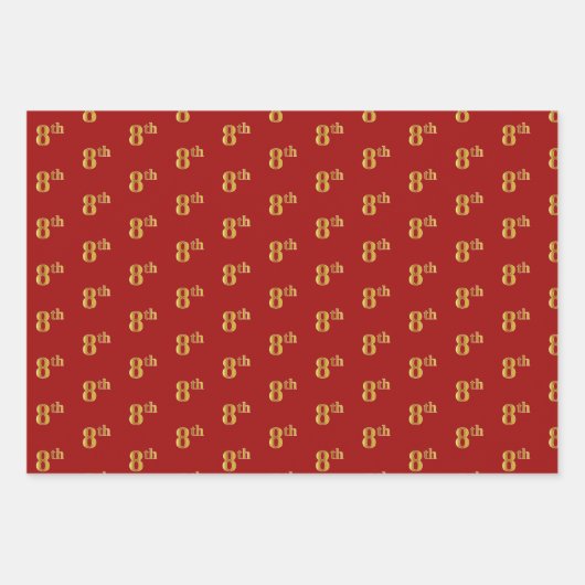 Elegant Black, Red, Blue, Faux Gold 8th Event # Inpakpapier Vel (Voorkant 2)