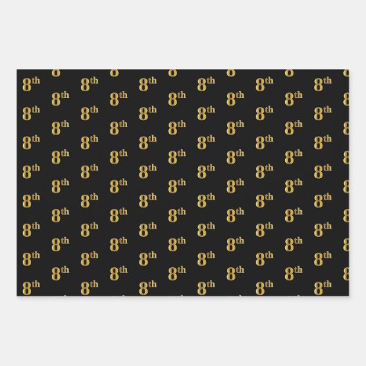 Elegant Black, Red, Blue, Faux Gold 8th Event # Inpakpapier Vel (Voorkant)