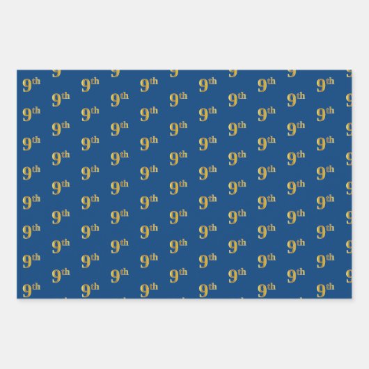 Elegant Black, Red, Blue, Faux Gold 9th Event # Inpakpapier Vel (Voorkant 3)