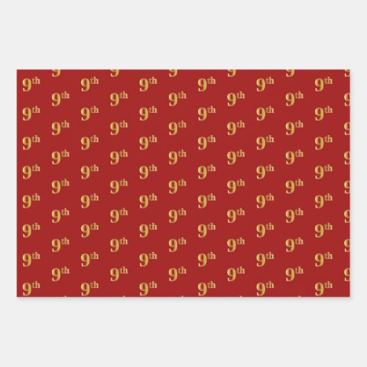 Elegant Black, Red, Blue, Faux Gold 9th Event # Inpakpapier Vel (Voorkant 2)