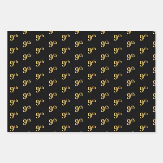 Elegant Black, Red, Blue, Faux Gold 9th Event # Inpakpapier Vel (Voorkant)