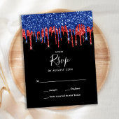 Elegant Black Red Blue Glitter drift bruiloft Briefkaart