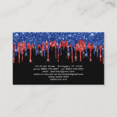 Elegant Black Red Blue Glitter druist patriottisch Visitekaartje (Achterkant)