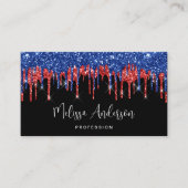 Elegant Black Red Blue Glitter druist patriottisch Visitekaartje (Voorkant)