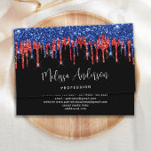 Elegant Black Red Blue Glitter druist patriottisch Visitekaartje