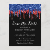 Elegant Black Red Blue Glitter-schijven bespaart d Uitnodiging Briefkaart (Voorkant)