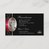 Elegant Black Red  Borders Jewels Logo Foto Visitekaartje (Achterkant)